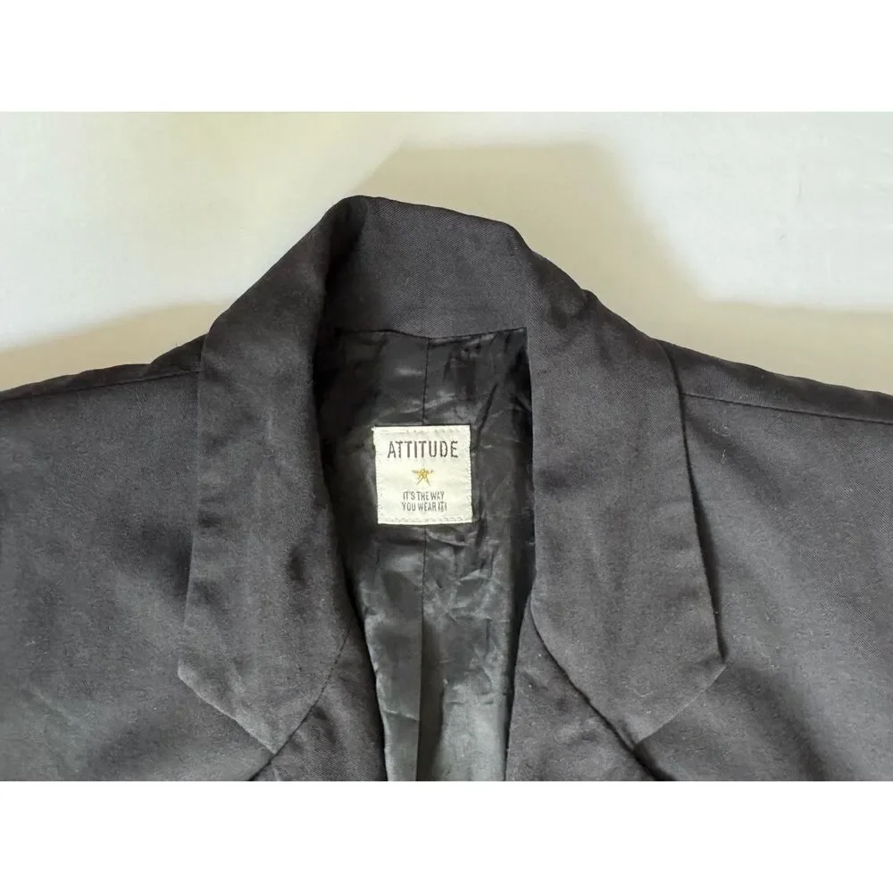 Vintage Black Blazer | Statement High-Heel Embroidery | Size Medium